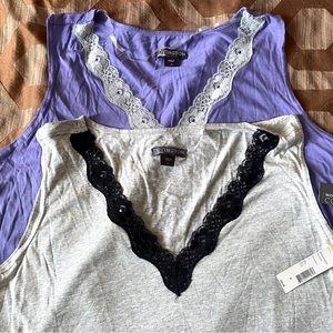 Covington 2 pcs Women’s sleepwear Tank Chemise pajamas Size 3X- 1 Purple-1 Gray-